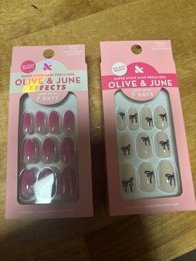 Kids Pink Gradient and Bow Press-On Nails SET of 2